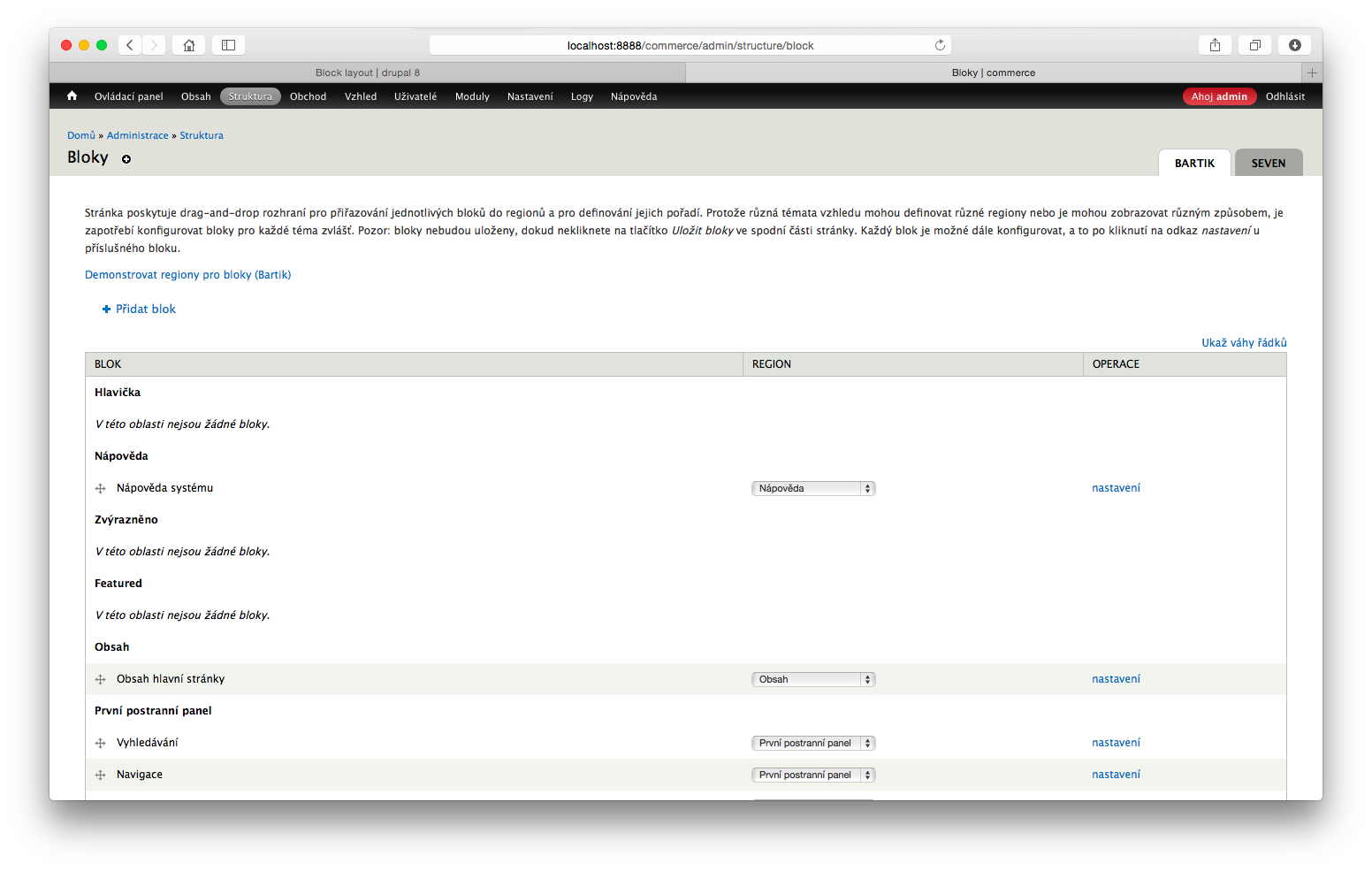 Správa bloků v Drupalu 7.