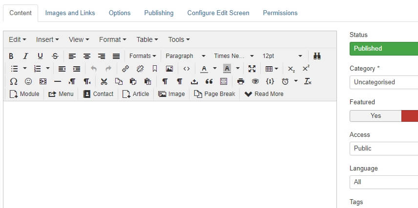 Joomla editor