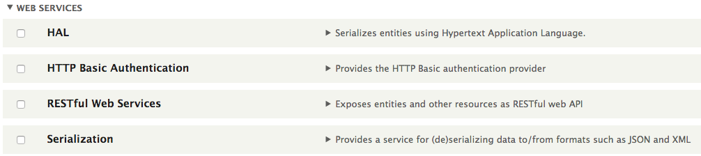 Drupal 8 - Web Services Modules