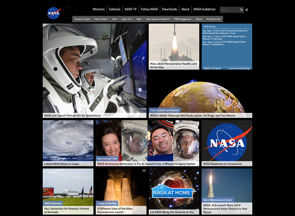 Webové stránky NASA na Drupalu